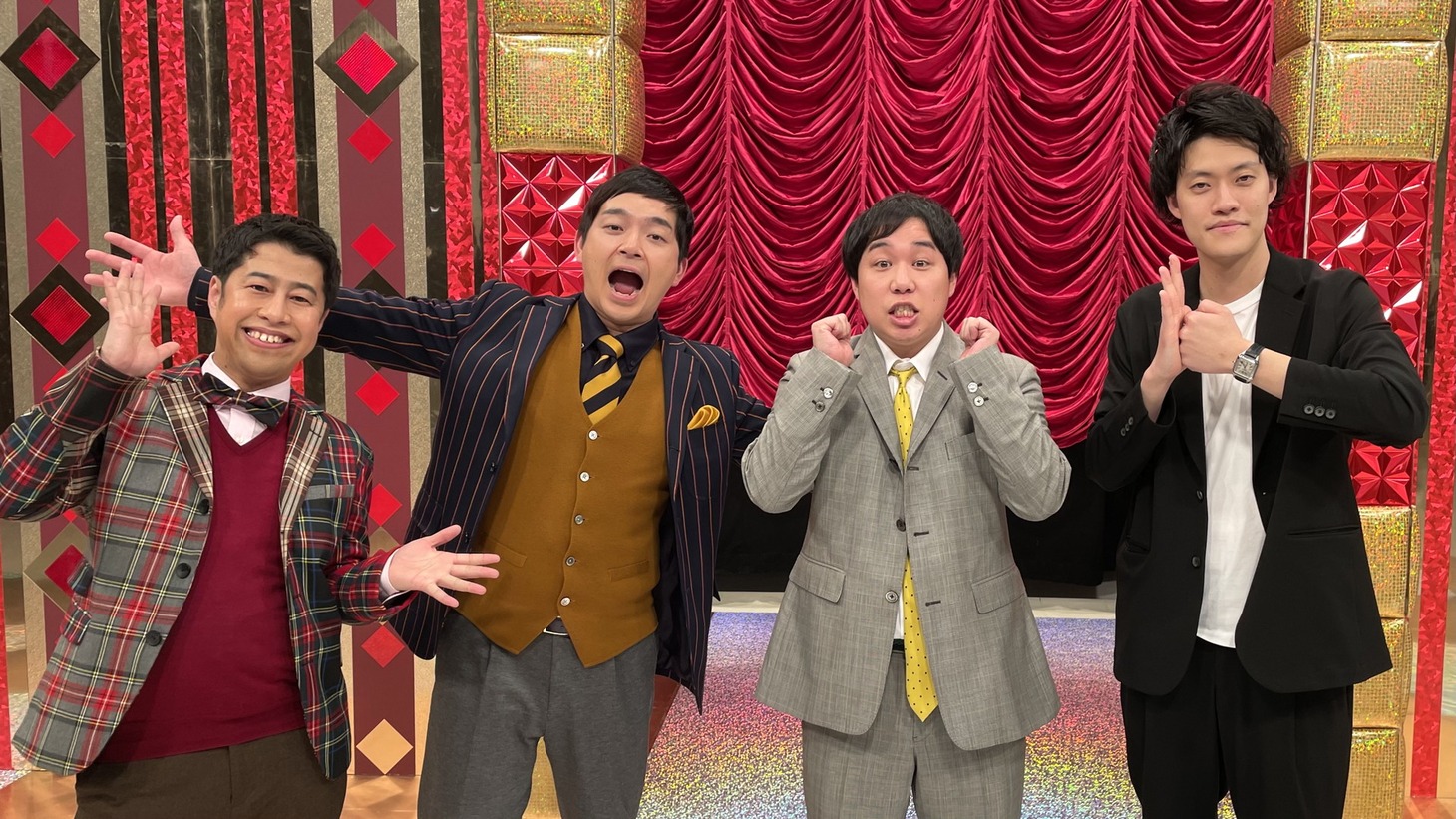 「霜降りバラエティX」に出演するウエストランドと霜降り明星。(c)テレビ朝日