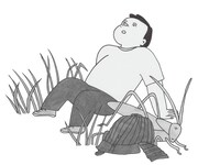 「名著の話 芭蕉も僕も盛っている」の挿絵。