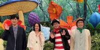 左からMCのココリコ田中、臼田あさ美、テントウムシとヤナギに扮する男性ブランコ。(c)NHK