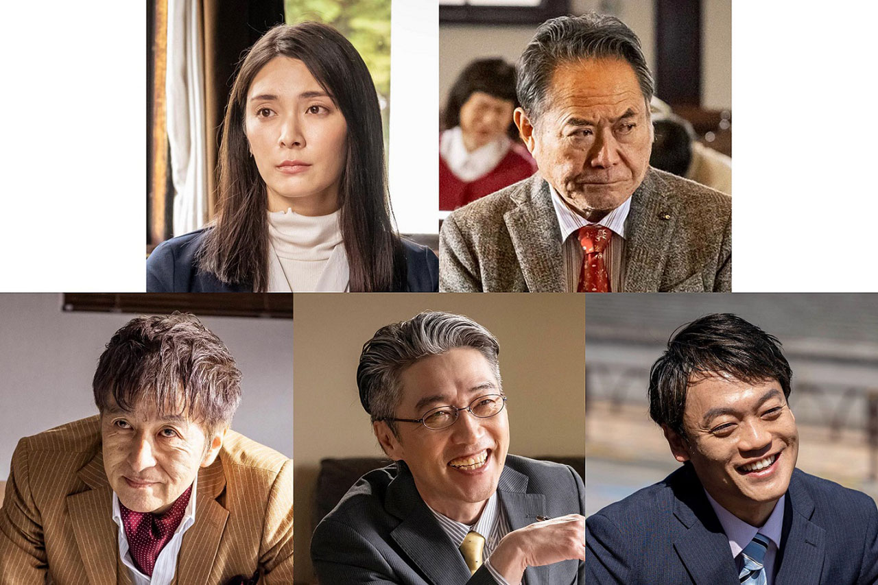 「弁護士ソドム」第1話ゲストの（左上から時計回りに）秋元才加、前田吟、おばたのお兄さん、池田成志、大高洋夫。(c)テレビ東京