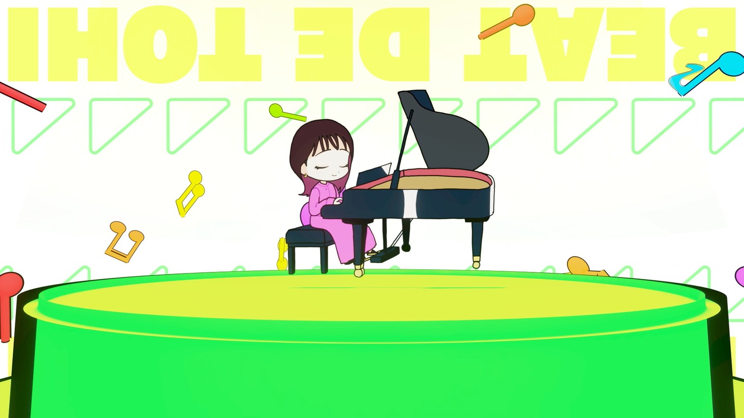 「ビートDEトーヒ」ミュージックのワンシーン。