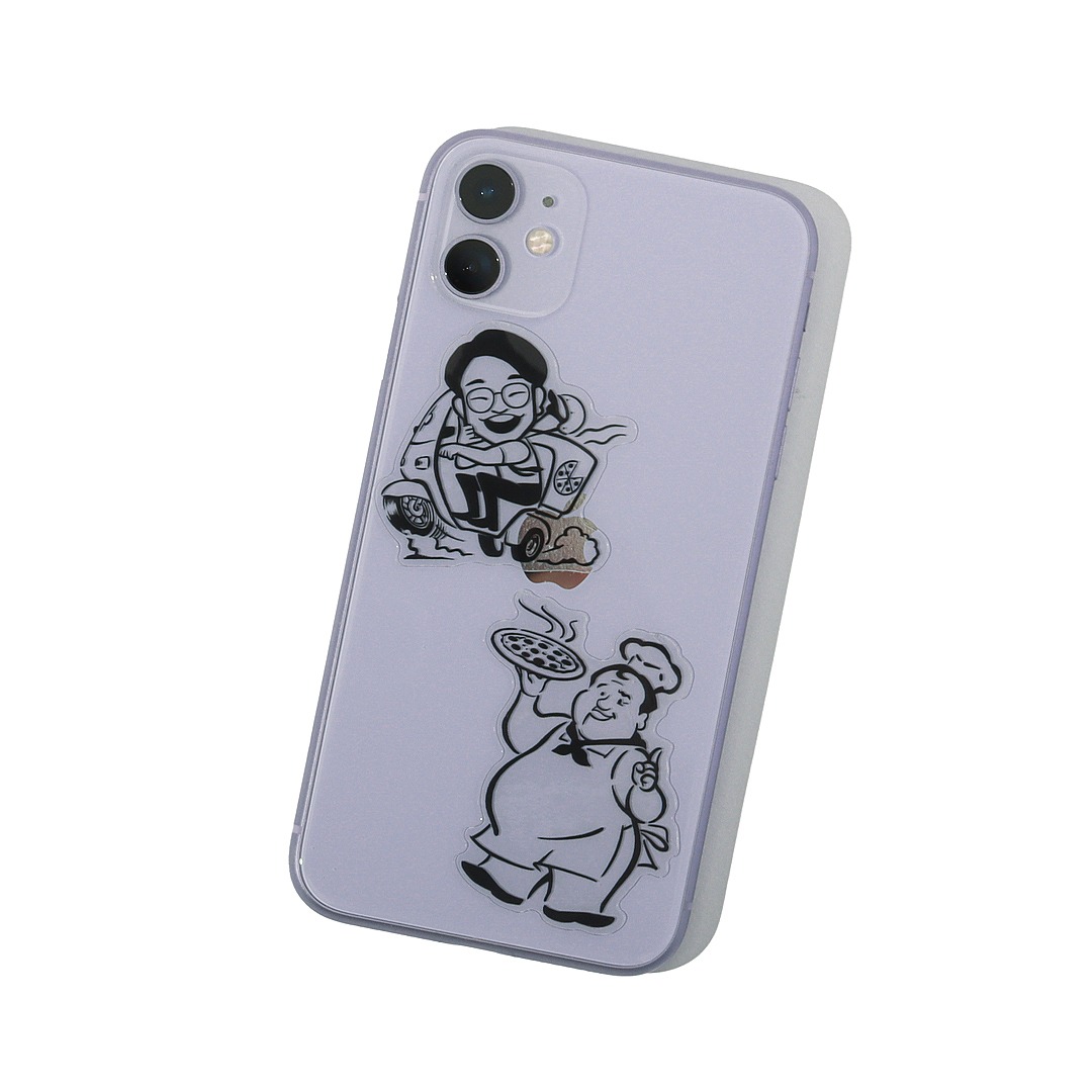 ステッカーの使用イメージ。