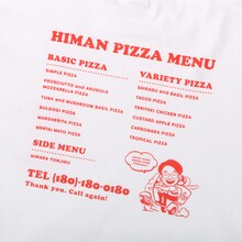「ママタルト NEW HIMAN PIZZA TEE」のバックプリント。
