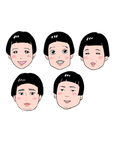 東村アキコが描いたkento fukaya、ビスケットブラザーズ、滝音。