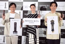 左からアインシュタイン稲田、観月ありさ、アインシュタイン河井。