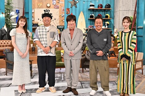 「村の会」メンバーの（左から）松村沙友理、バナナマン日村、内村光良、さまぁ～ず三村、野村彩也子アナ。 (c)TBS