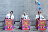 左からネルソンズ和田まんじゅう、そいつどいつ市川刺身、はんにゃ.金田。