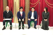 「千鳥食いつきクイズ」に挑戦する（左から）みなみかわ、GAG福井、ビスケットブラザーズ原田、蛙亭イワクラ。