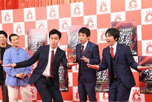 ライバルを聞かれて「インスタントジョンソンさんが脅威」と話し、インスタントジョンソンの「おつかれちゃ～ん」を実演する、や団。