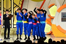 「マジで勘弁！けびた君」「カベポスター・天才ピアニスト・フースーヤのワチャラチャ忍忍」合同記者会見の様子。