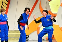 「マジで勘弁！けびた君」「カベポスター・天才ピアニスト・フースーヤのワチャラチャ忍忍」合同記者会見の様子。