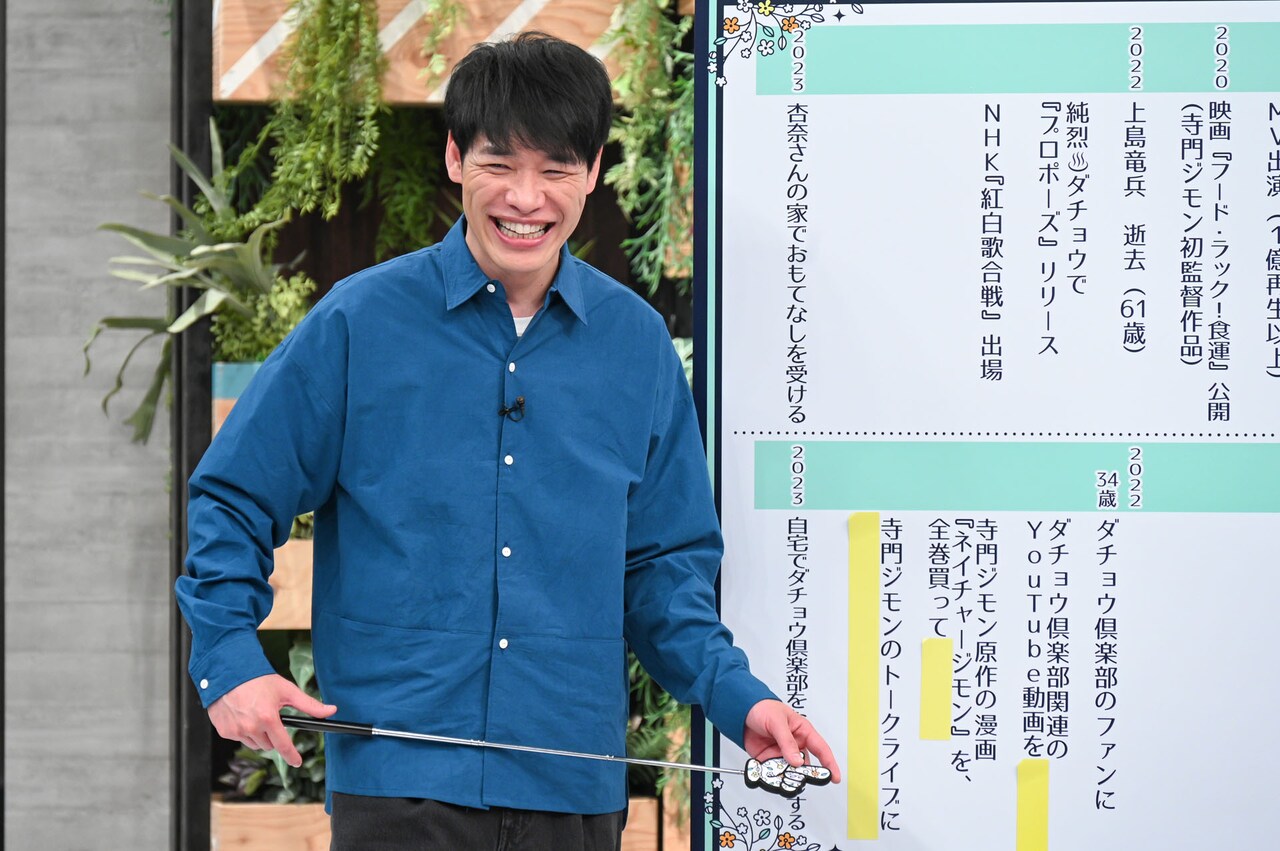 推し推され年表を紹介する麒麟・川島。