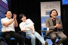 左からインディアンス田渕、尼神インター誠子、見取り図・盛山。