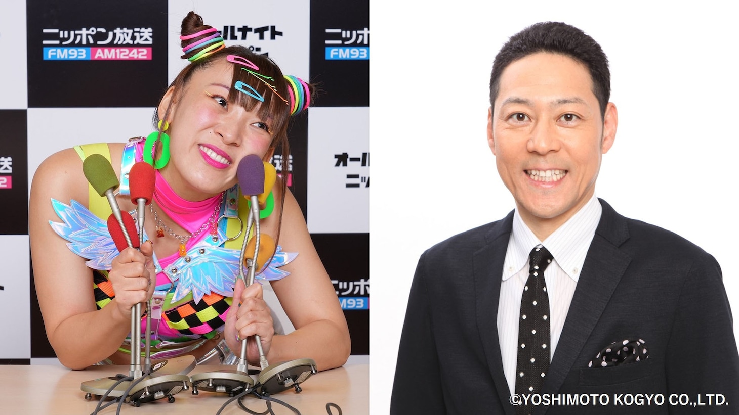 フワちゃんとゲストの東野幸治（右）。