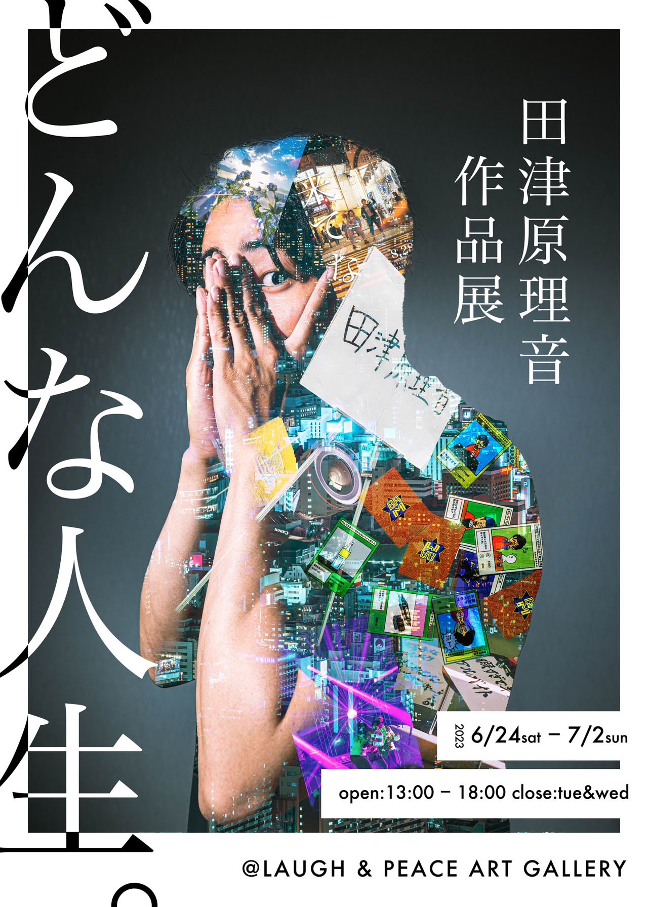 田津原理音 作品展「どんな人生。」ポスター