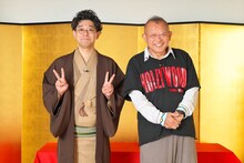 「無学 鶴の間」に出演した（左から）三代目柳亭小痴楽、笑福亭鶴瓶。