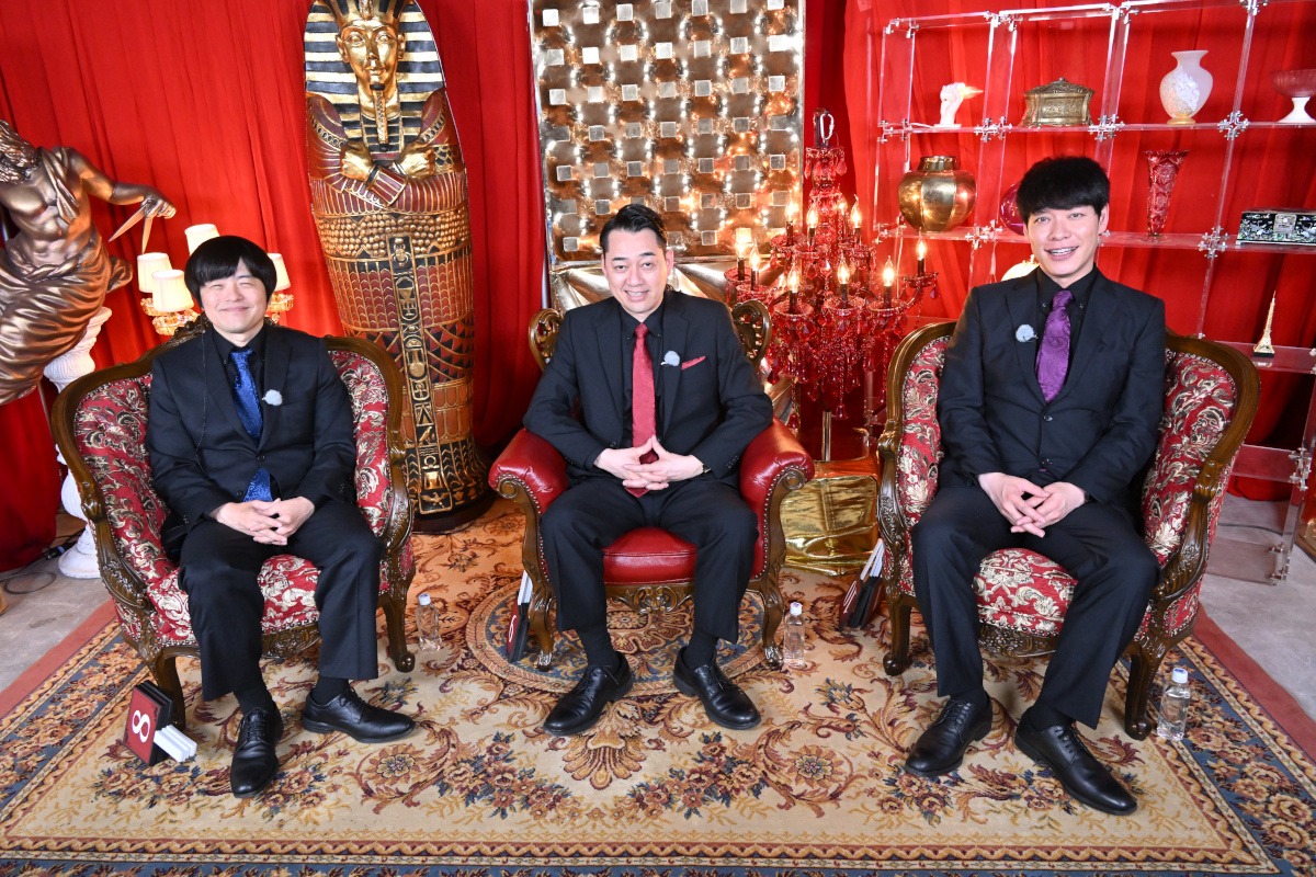 「お笑いエスポワール号」に出演する（左から）バカリズム、バナナマン設楽、麒麟・川島。(c)TBS