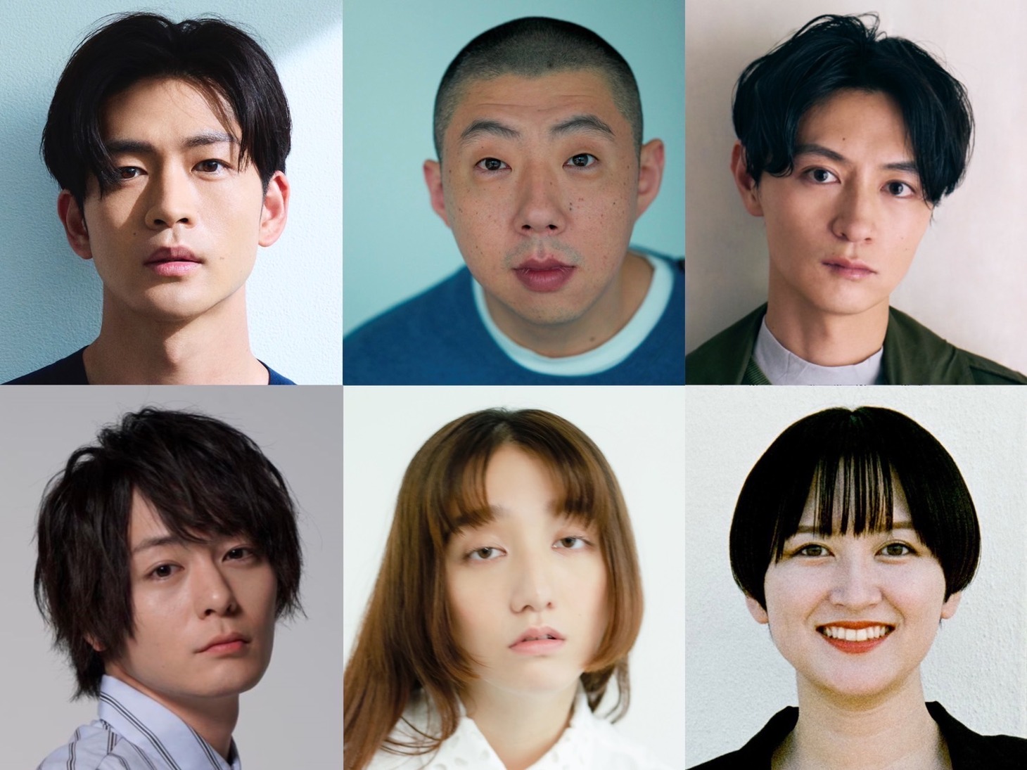 上段左から松下洸平、荒川良々、細田善彦。下段左から犬飼貴丈、長井短、ラランド・サーヤ。