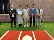 「ティモンディ前田の深掘り！野球ラボ」に出演する（左から）神事努、寺川綾、ティモンディ前田、広澤克実、武田一浩。