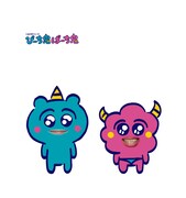 ぴーち鬼とぱーち鬼のキャラクターイラスト。