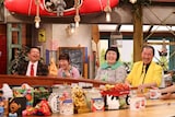 左から今別府直之、浅香あき恵、酒井藍、アキ。(c)関西テレビ