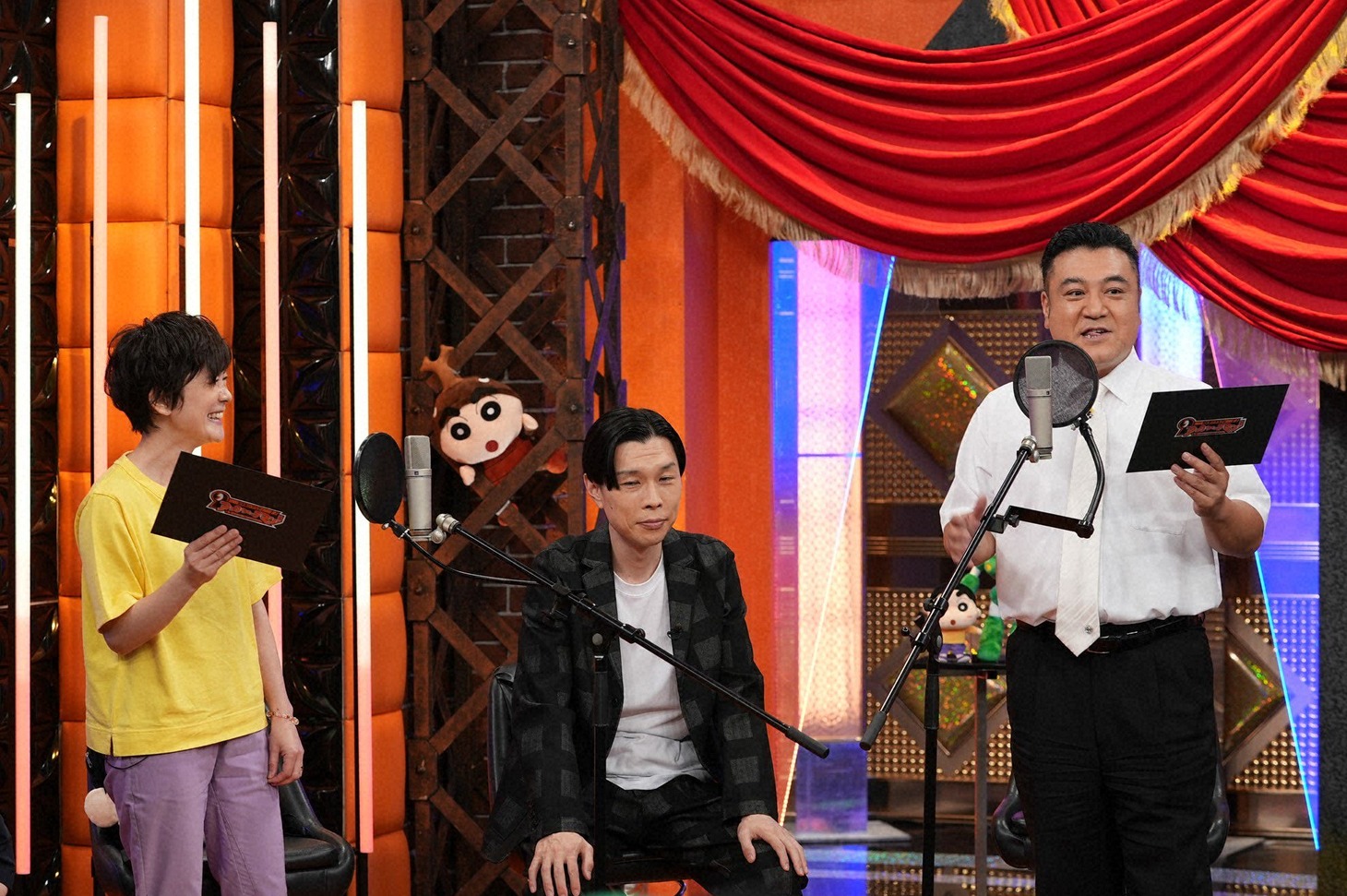 左から、小林由美子、ハライチ岩井、アンタッチャブル山崎。(c)テレビ朝日