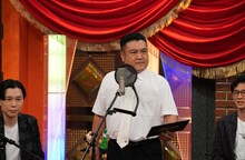 アフレコに挑戦するアンタッチャブル山崎（中央）。(c)テレビ朝日