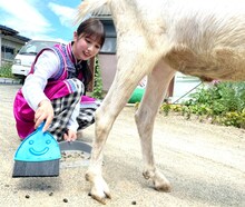 ポポの落とし物を掃除する与田祐希（乃木坂46）。