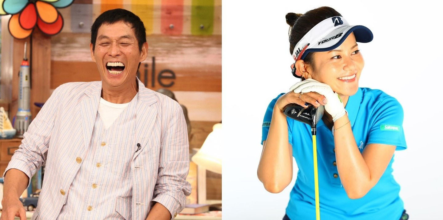 ゲストの明石家さんまと宮里藍。(c)フジテレビ