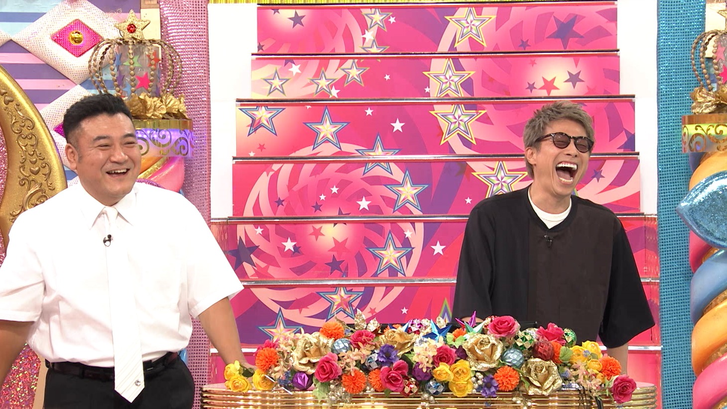 左から、アンタッチャブル山崎、ロンドンブーツ1号2号・田村淳。(c)テレビ朝日