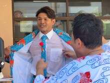 汗だくの照英とダイアン。