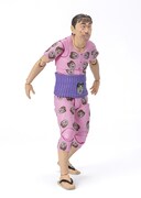 「だっふんだ顔」をする「S.H.Figuarts 志村けんの変なおじさん」。写真は開発中のもの。(c)イザワオフィス