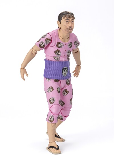 「だっふんだ顔」をする「S.H.Figuarts 志村けんの変なおじさん」。写真は開発中のもの。(c)イザワオフィス