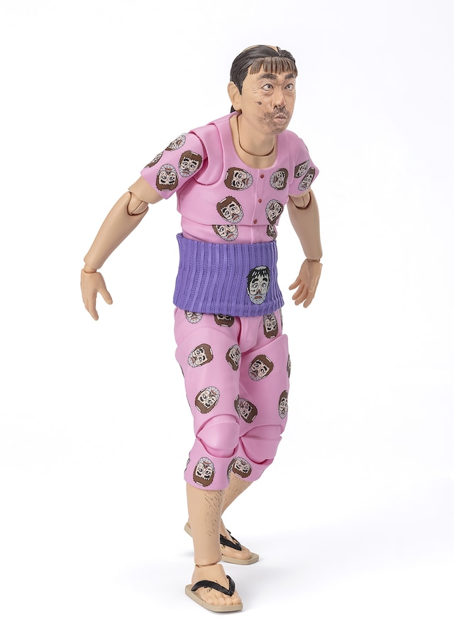 「だっふんだ顔」をする「S.H.Figuarts 志村けんの変なおじさん」。写真は開発中のもの。(c)イザワオフィス