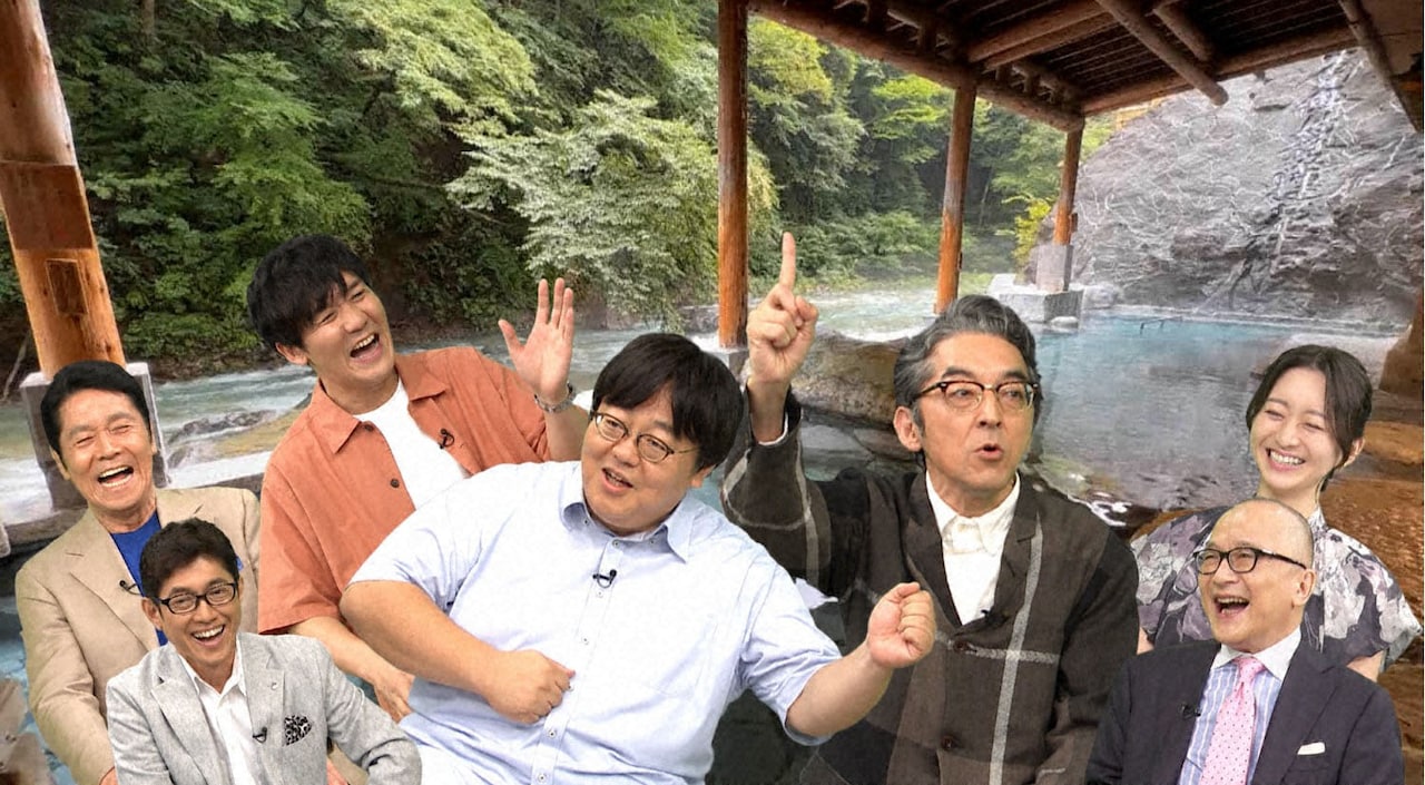 「出没！アド街ック天国」にゲスト出演するタイムマシーン3号と村杉蝉之介。(c)テレビ東京