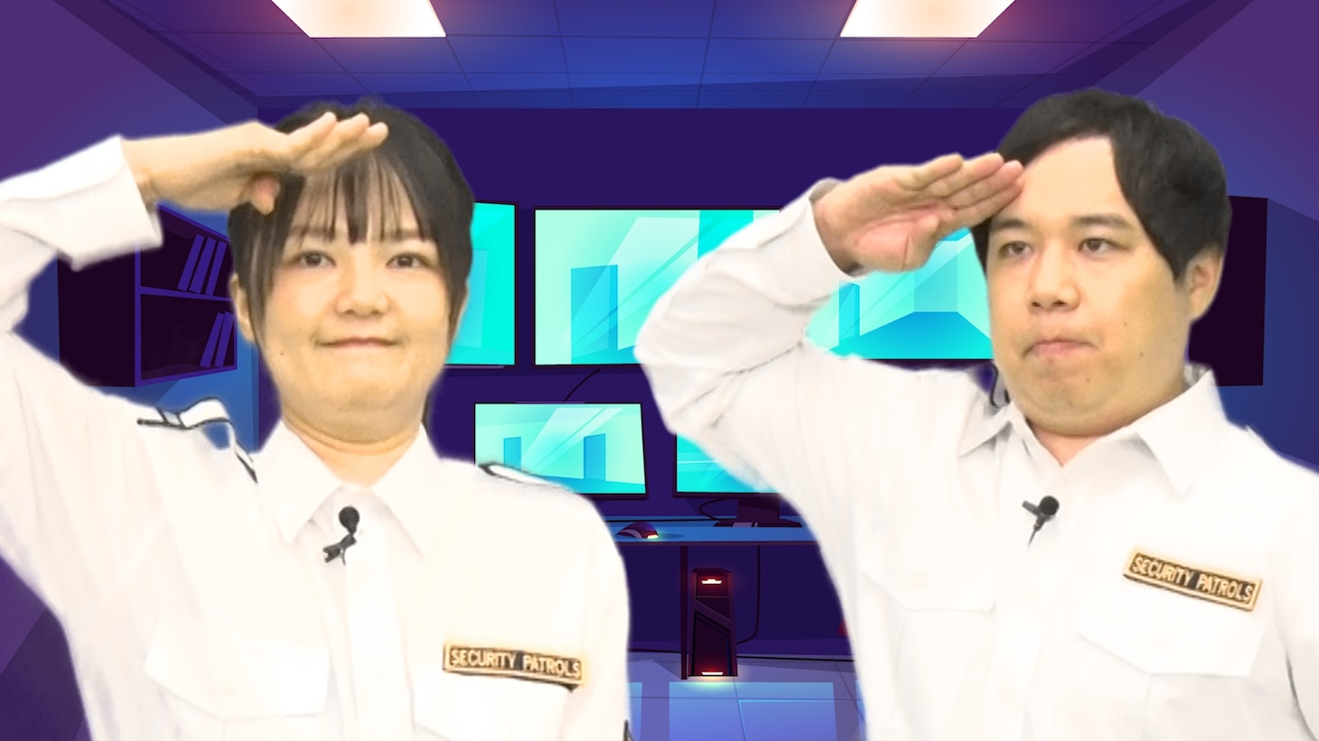 「イワクラせいや警備保障」に出演する蛙亭イワクラと霜降り明星せいや。(c)テレビ朝日