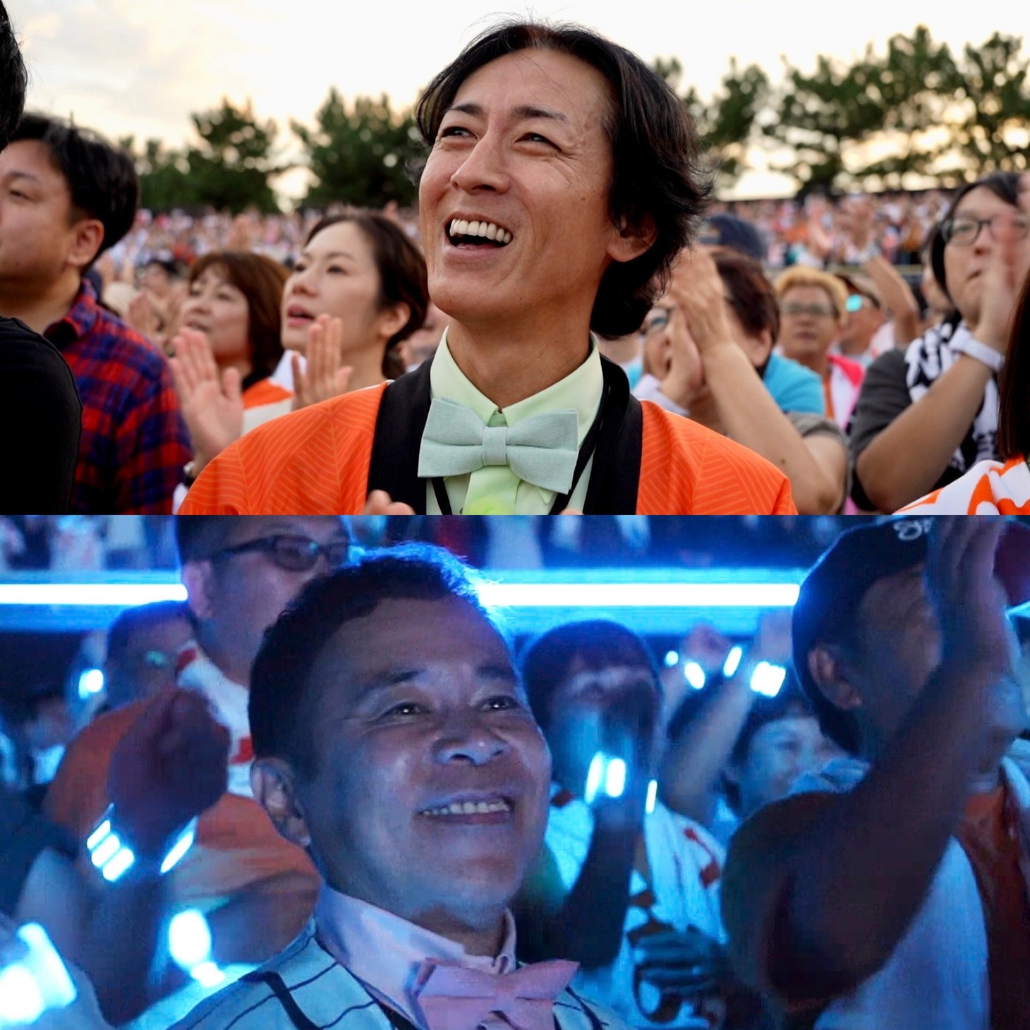 「週刊ナイナイミュージック」でサザンオールスターズの茅ヶ崎ライブを“取材”するナインティナイン。(c)フジテレビ