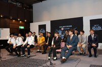 「お笑いバイアスロン ドリームチャンプルー2023」記者会見の様子。