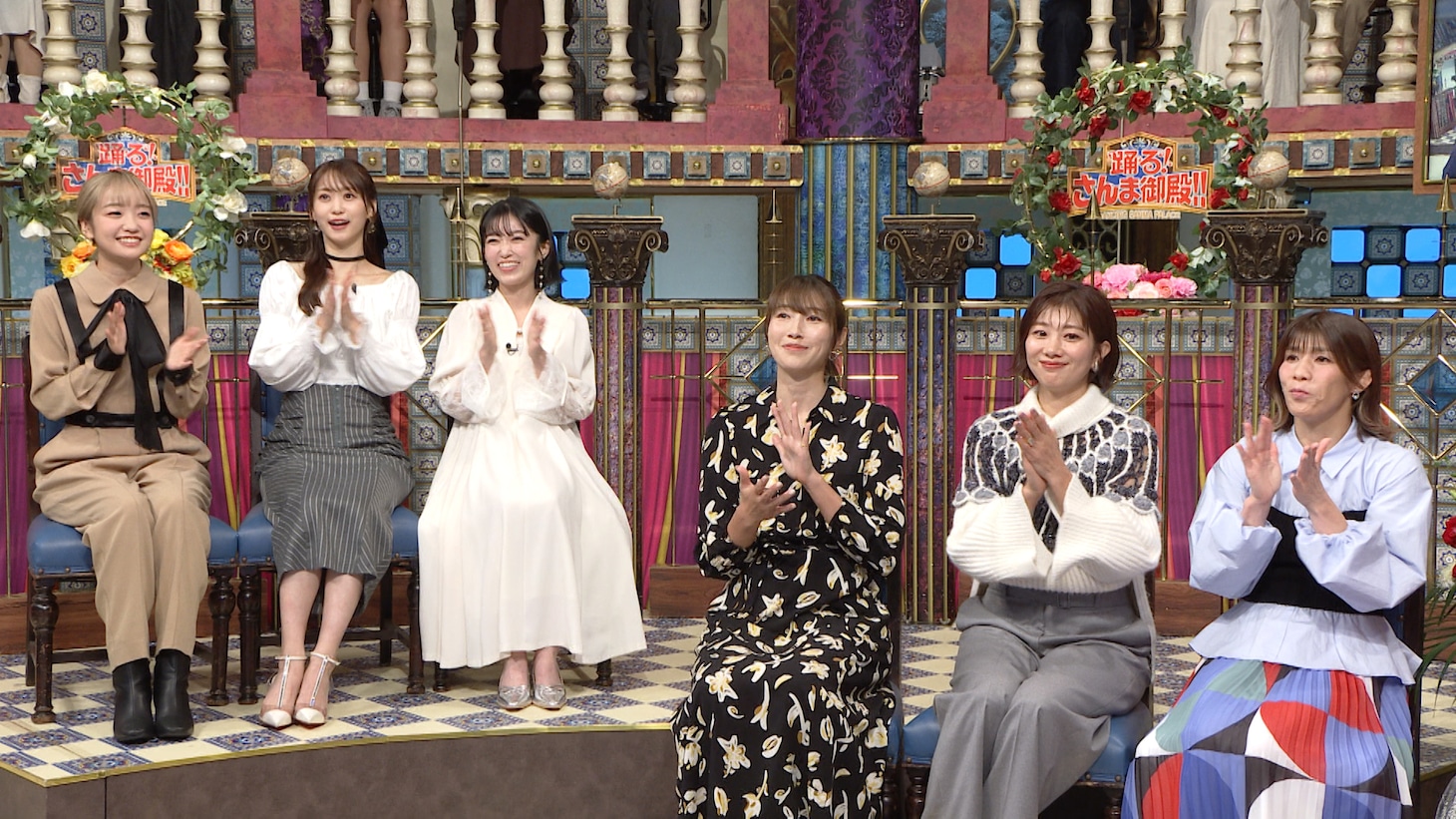 左から大橋彩香、芹澤優、黒沢ともよ、狩野舞子、潮田玲子、吉田沙保里
