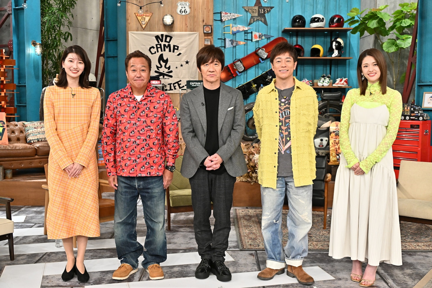 左から、吉村恵里子アナ、さまぁ～ず三村、内村光良、陣内智則、松村沙友理。(c)TBS