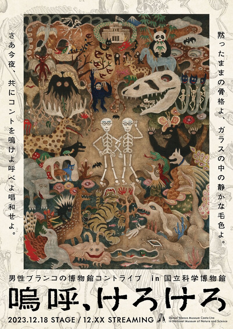 「男性ブランコの博物館コントライブ『嗚呼、けろけろ』」ポスター