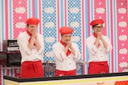 左から、かまいたち濱家、和牛・水田、こがけんの“最強料理芸人軍団”。(c)テレビ朝日