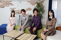 左から富山詠美アナウンサー、ぺこぱ、上村ひなの。