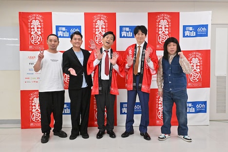 囲み取材に登場した（左から）千鳥、博多華丸・大吉、霜降り明星せいや。（写真提供：吉本興業）
