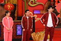 左から渋谷凪咲、かまいたち。(c)関西テレビ