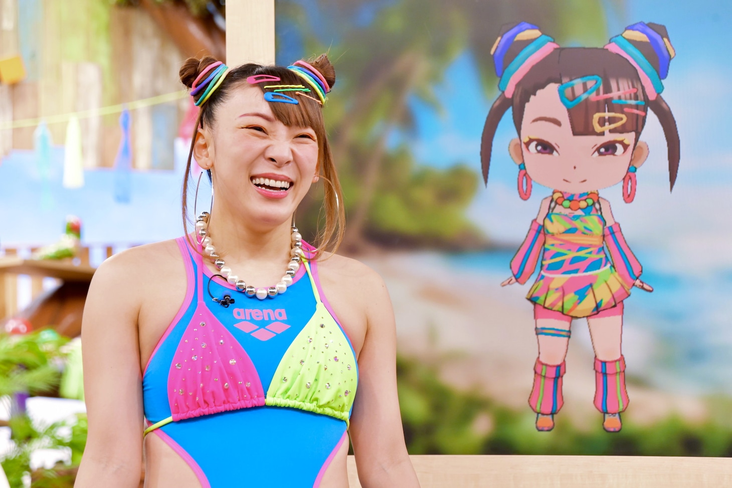 自身のアバターとフワちゃん。