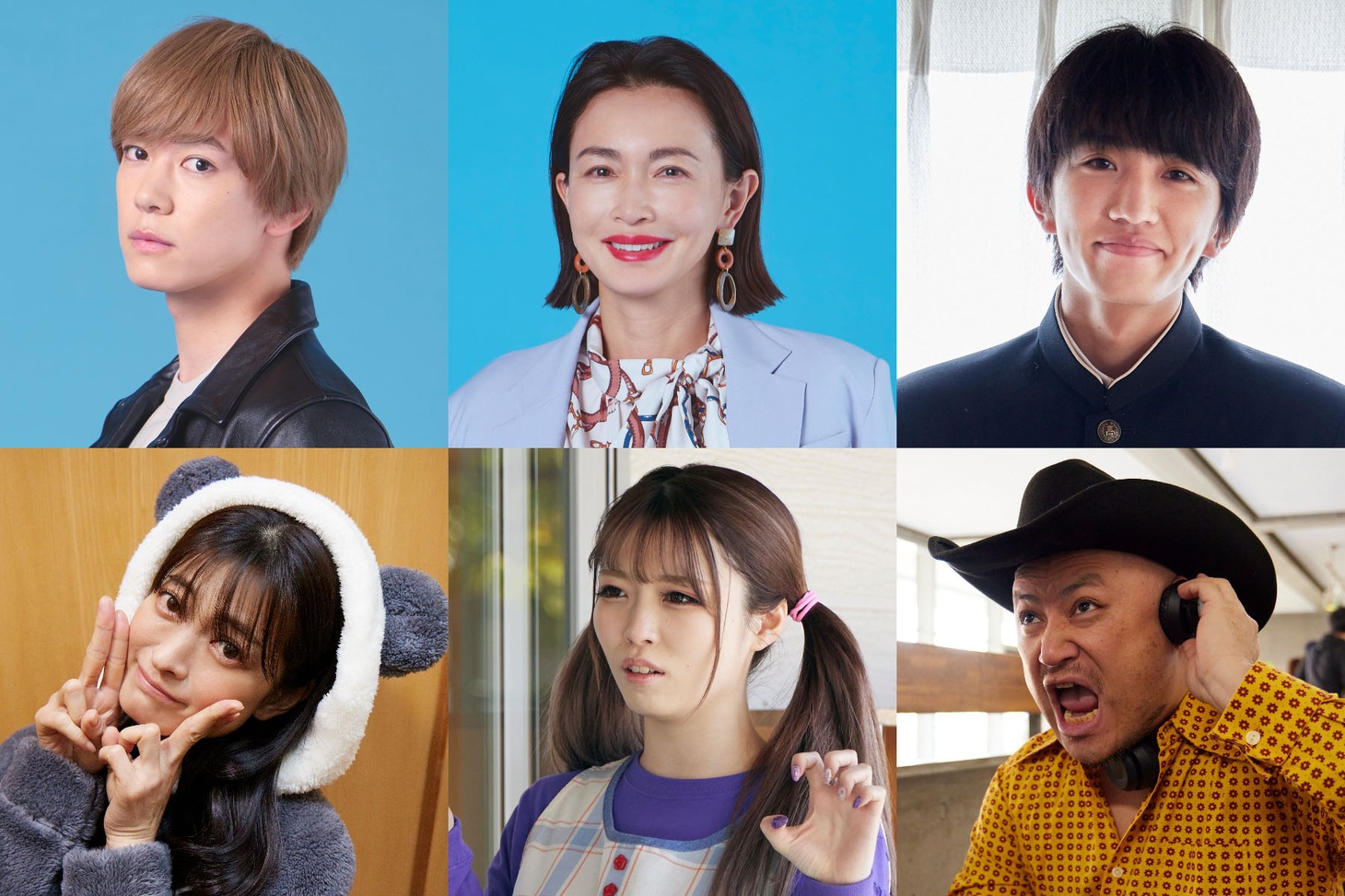 「お迎え渋谷くん」に出演する（上段左から）内藤秀一郎、長谷川京子、中川翼、（下段左から）乙葉、ゆいちゃみ、ハリウッドザコシショウ。(c)関西テレビ
