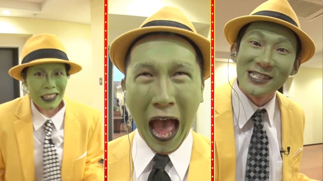 「ジム・キャリー選手権」に挑戦するTHIS IS パン吉田、ザ・マミィ林田、ロングコートダディ堂前。(c)AbemaTV,Inc.