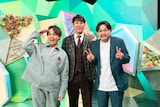 スタジオ出演する、オズワルドと祇園・木崎(左)。(c)ABCテレビ