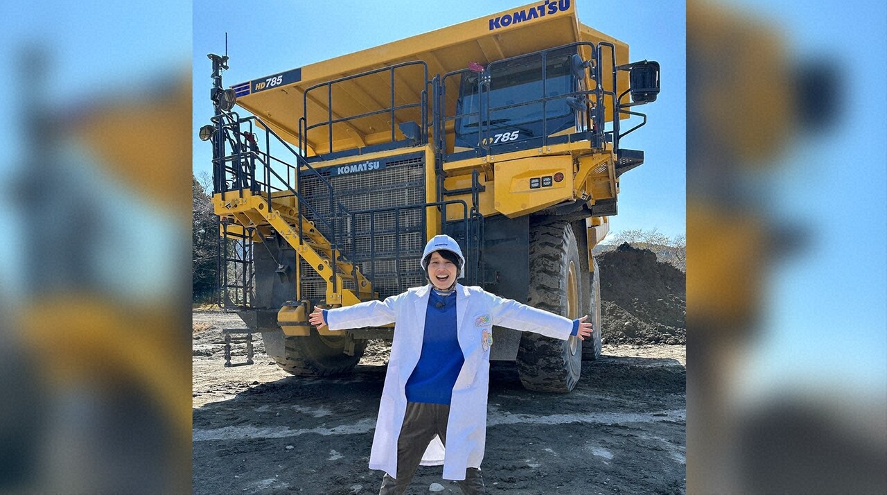 ショベルカー、ダンプカー、ブルドーザー…ハリセンボンはるかが子供番組で“働く車”紹介